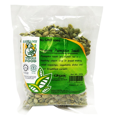 RADIANT WHOLE FOOD ORGANIC PUMPKIN SEEDS 