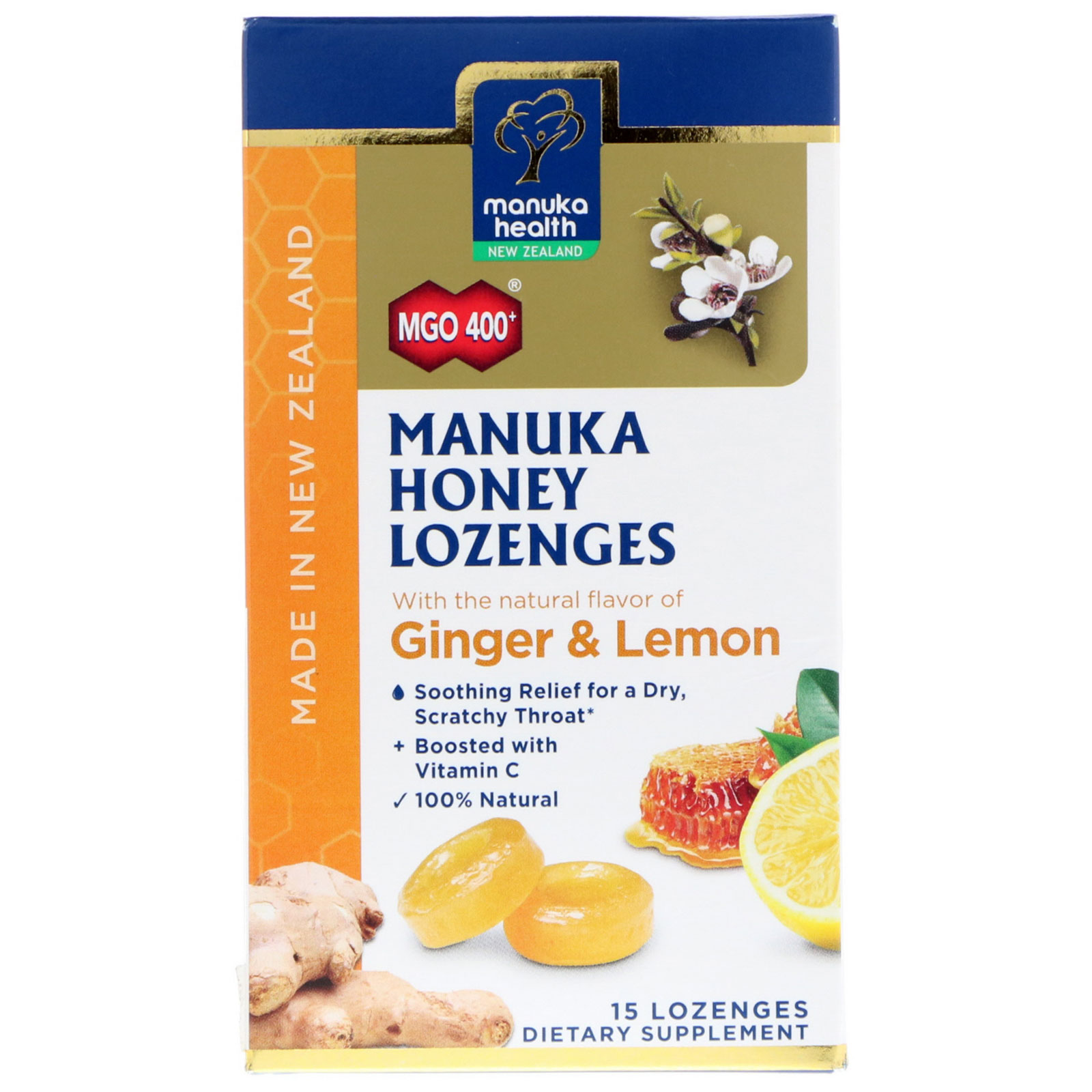 MANUKA HEALTH MGO 400 GINGER LEMON CANDY 15'S